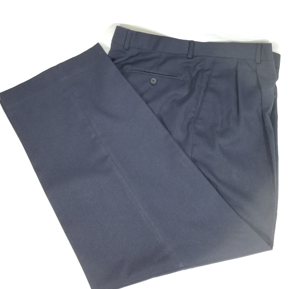 Men's Barrington Slacks 38 Navy Pleated Trousers